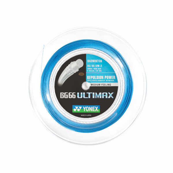 YONEX - BG 66 Ultimax Badmintonsaite 200m Rolle blau